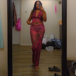 PLT Pink Leopard Printed Mesh Set